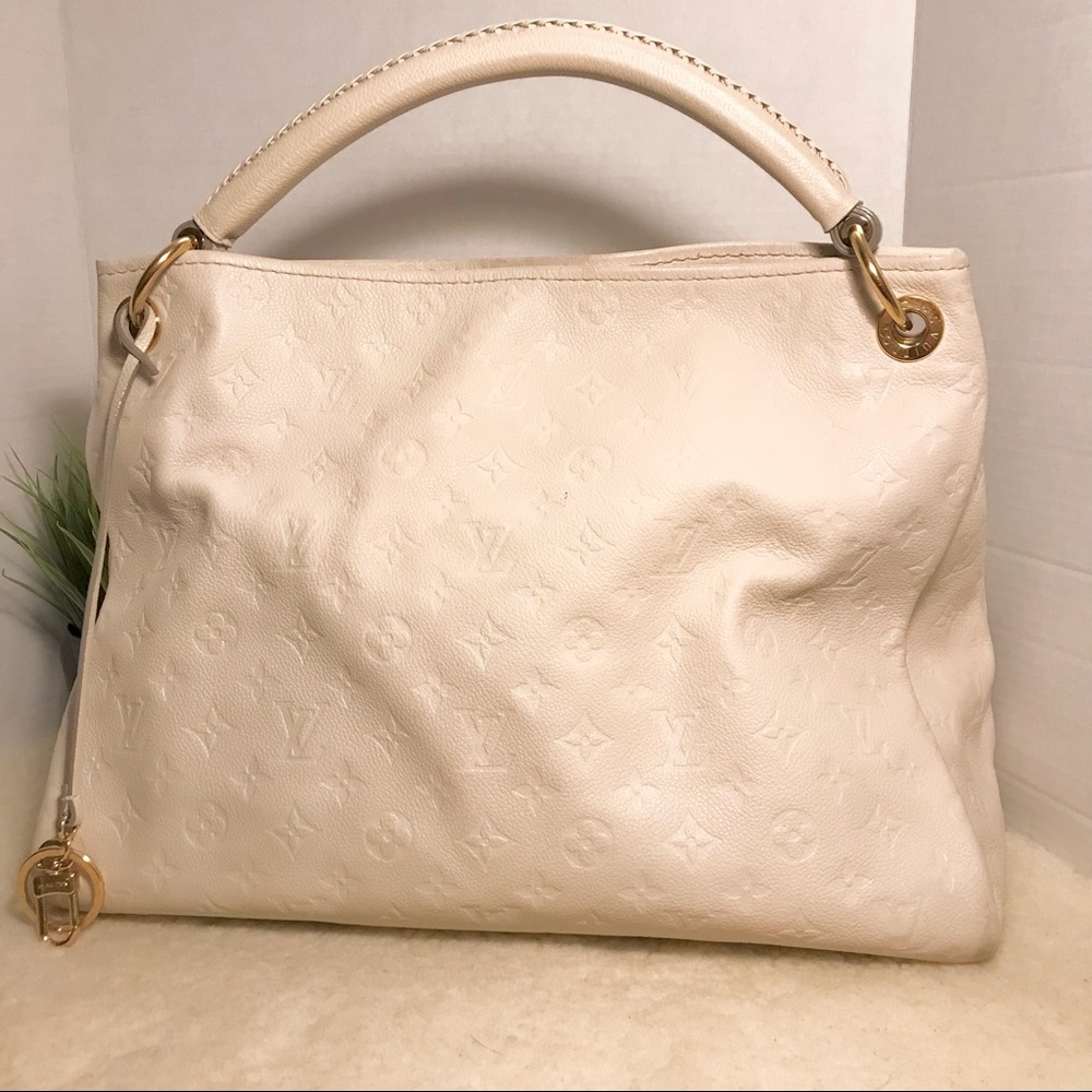Authentic Louis Vuitton Artsy White Monogram Empreinte Leather Shoulder Bag